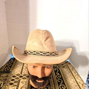 VTG STAGECOACH RESISTOL MEN'S COWBOY HAT TAN/BROWN SUEDE SIZE 7 3/8 ~